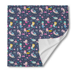 Mermaid Cartoon Pattern Print Silk Bandana