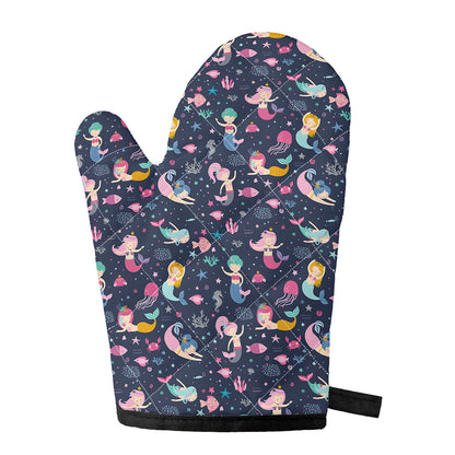 Mermaid Cartoon Pattern Print Single Oven Mitt
