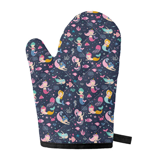 Mermaid Cartoon Pattern Print Single Oven Mitt