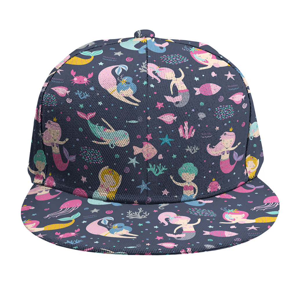Mermaid Cartoon Pattern Print Snapback Cap