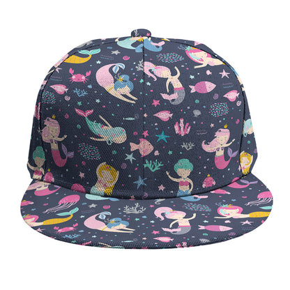 Mermaid Cartoon Pattern Print Snapback Cap