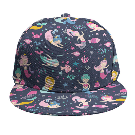 Mermaid Cartoon Pattern Print Snapback Cap