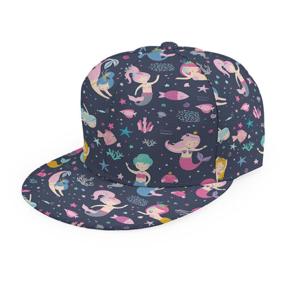 Mermaid Cartoon Pattern Print Snapback Cap