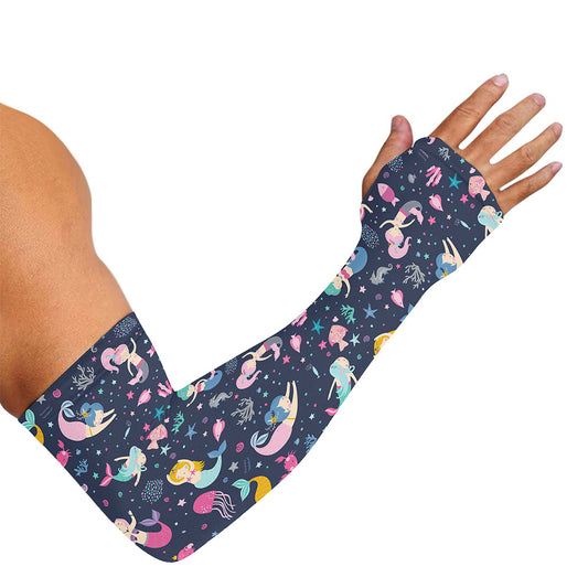 Mermaid Cartoon Pattern Print Sun Protection Arm Sleeves