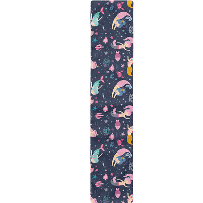 Mermaid Cartoon Pattern Print Table Runner