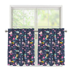 Mermaid Cartoon Pattern Print Tier Curtains