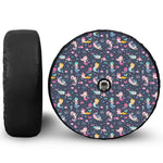 Mermaid Cartoon Pattern Print Tire Cover With Camera Hole