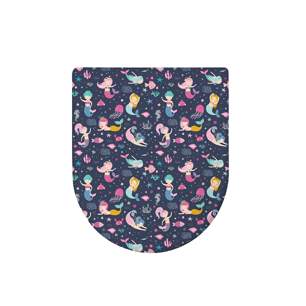 Mermaid Cartoon Pattern Print Toilet Lid Cover