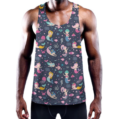 Mermaid Cartoon Pattern Print Training Tank Top