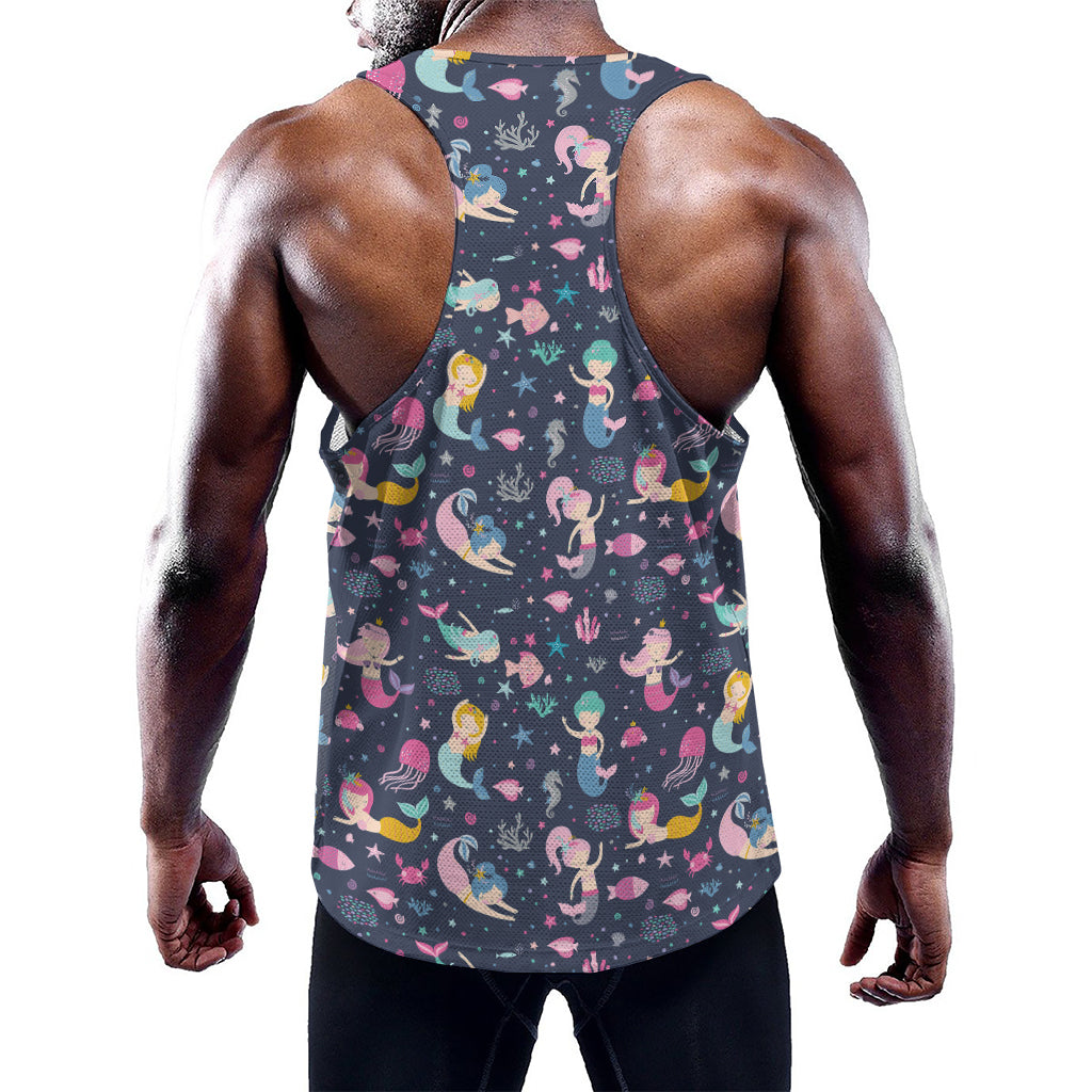 Mermaid Cartoon Pattern Print Training Tank Top