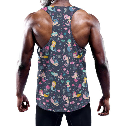 Mermaid Cartoon Pattern Print Training Tank Top