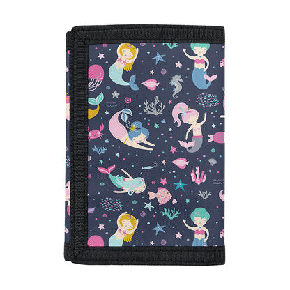 Mermaid Cartoon Pattern Print Trifold Wallet