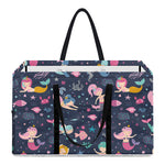 Mermaid Cartoon Pattern Print Utility Tote Bag
