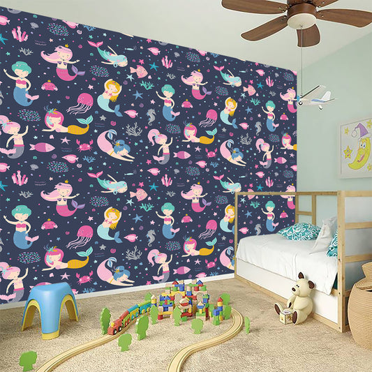 Mermaid Cartoon Pattern Print Wall Sticker