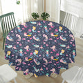 Mermaid Cartoon Pattern Print Waterproof Round Tablecloth