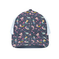 Mermaid Cartoon Pattern Print White Mesh Trucker Hat
