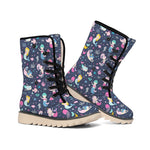 Mermaid Cartoon Pattern Print Winter Boots