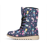 Mermaid Cartoon Pattern Print Winter Boots