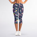 Mermaid Cartoon Pattern Print Women's Capri Leggings