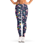 Mermaid Cartoon Pattern Print Women's Leggings