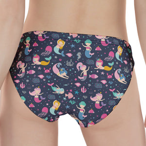 Mermaid Cartoon Pattern Print Women's Panties