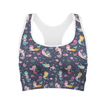 Mermaid Cartoon Pattern Print Women's Sports Bra
