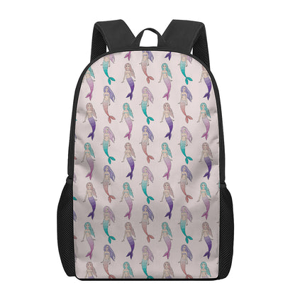 Mermaid Girls Pattern Print 17 Inch Backpack
