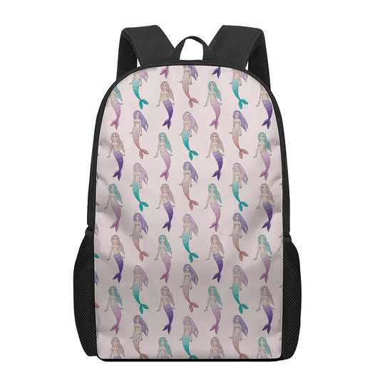 Mermaid Girls Pattern Print 17 Inch Backpack