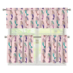 Mermaid Girls Pattern Print 3 Piece Kitchen Curtains