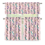 Mermaid Girls Pattern Print 3 Piece Kitchen Curtains
