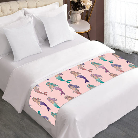 Mermaid Girls Pattern Print Bed Runner