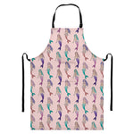 Mermaid Girls Pattern Print Bib Apron With Pocket