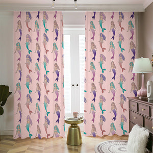 Mermaid Girls Pattern Print Blackout Pencil Pleat Curtains