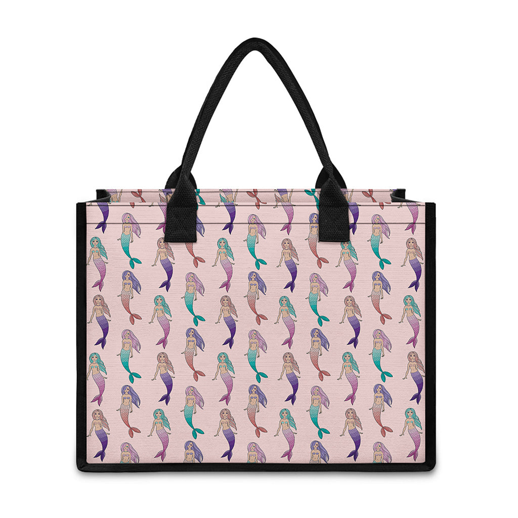 Mermaid Girls Pattern Print Canvas Tote Bag