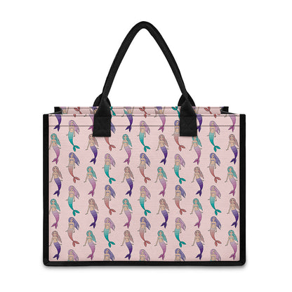 Mermaid Girls Pattern Print Canvas Tote Bag