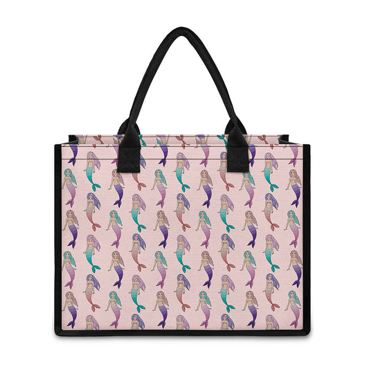 Mermaid Girls Pattern Print Canvas Tote Bag