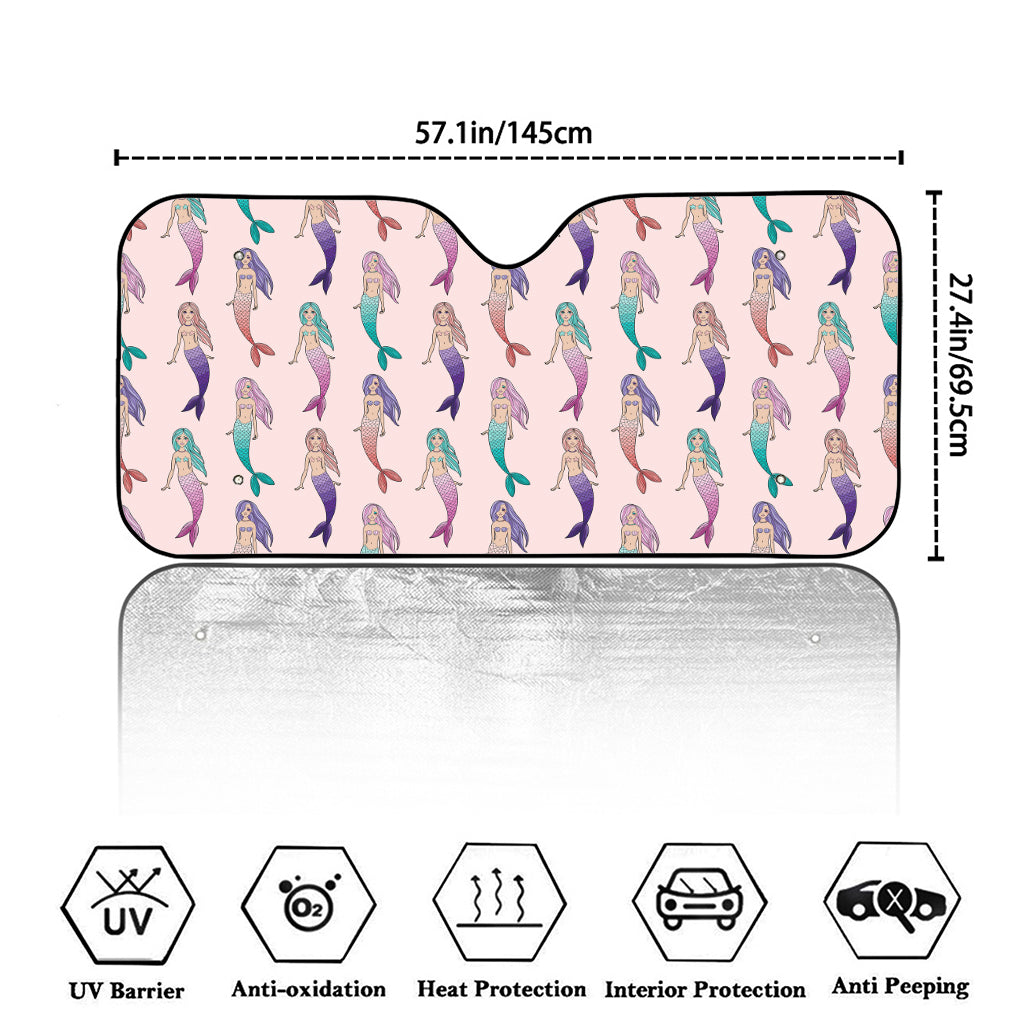 Mermaid Girls Pattern Print Car Windshield Sun Shade