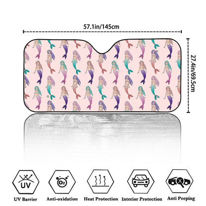 Mermaid Girls Pattern Print Car Windshield Sun Shade