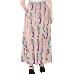 Mermaid Girls Pattern Print Chiffon Maxi Skirt