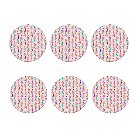 Mermaid Girls Pattern Print Coaster Set
