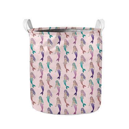Mermaid Girls Pattern Print Collapsible Laundry Basket