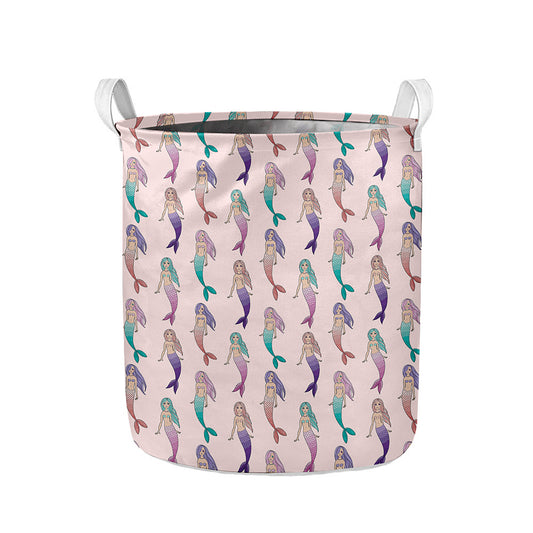 Mermaid Girls Pattern Print Collapsible Laundry Basket
