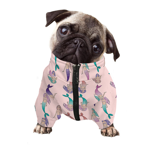 Mermaid Girls Pattern Print Dog Zip Up Jacket