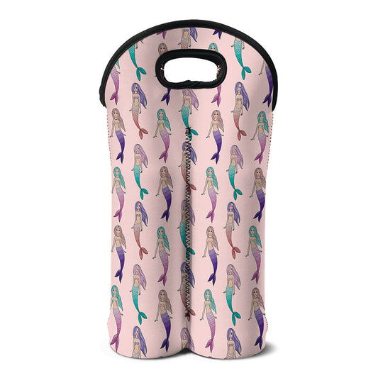 Mermaid Girls Pattern Print Double Neoprene Wine Tote