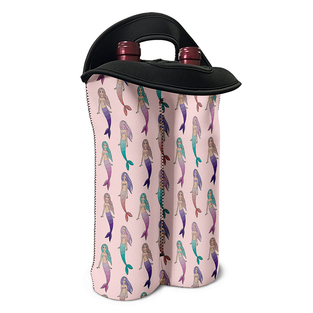 Mermaid Girls Pattern Print Double Neoprene Wine Tote