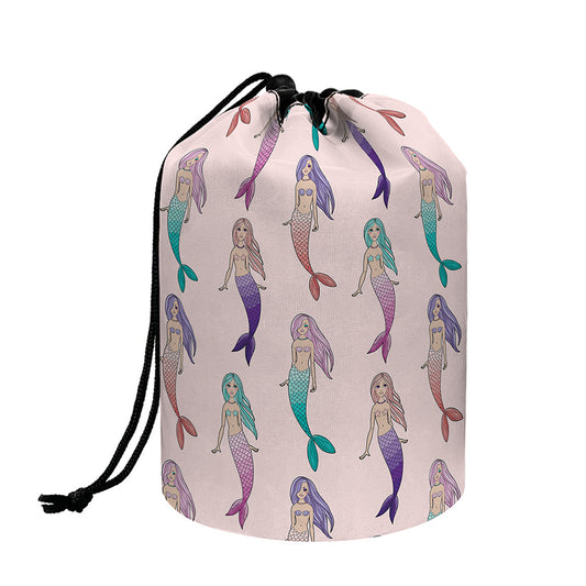 Mermaid Girls Pattern Print Drawstring Makeup Bag