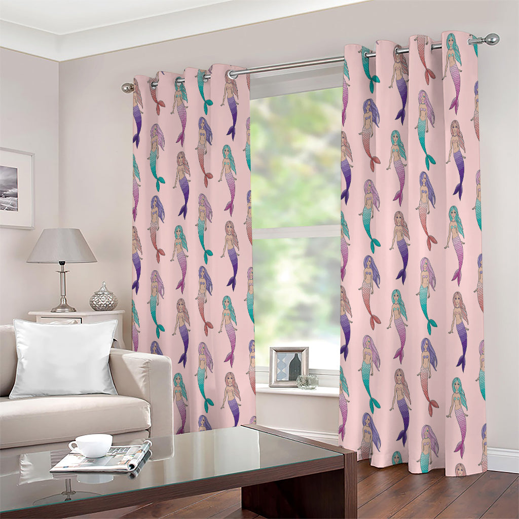 Mermaid Girls Pattern Print Extra Wide Grommet Curtains