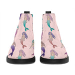 Mermaid Girls Pattern Print Flat Ankle Boots