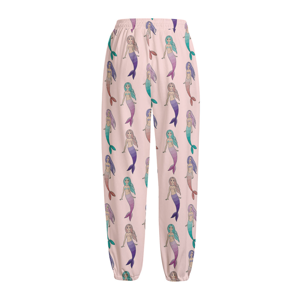 Mermaid Girls Pattern Print Fleece Lined Knit Pants