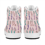 Mermaid Girls Pattern Print High Top Leather Sneakers